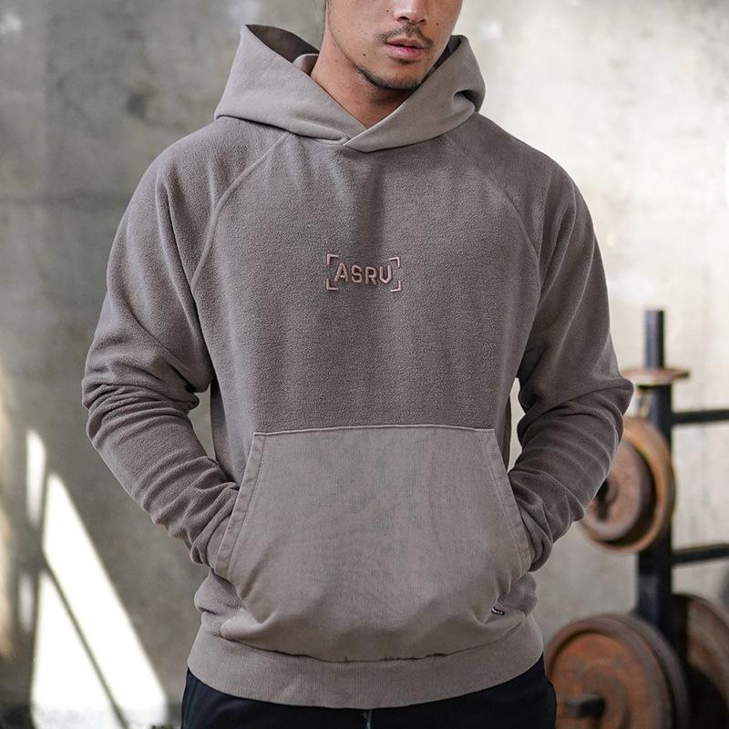 Autumn and Winter New Solid Color Fleece Sweater Men's Tide Brand Large Size Pullover Hoodie Outdoor Warm Top Trendy
