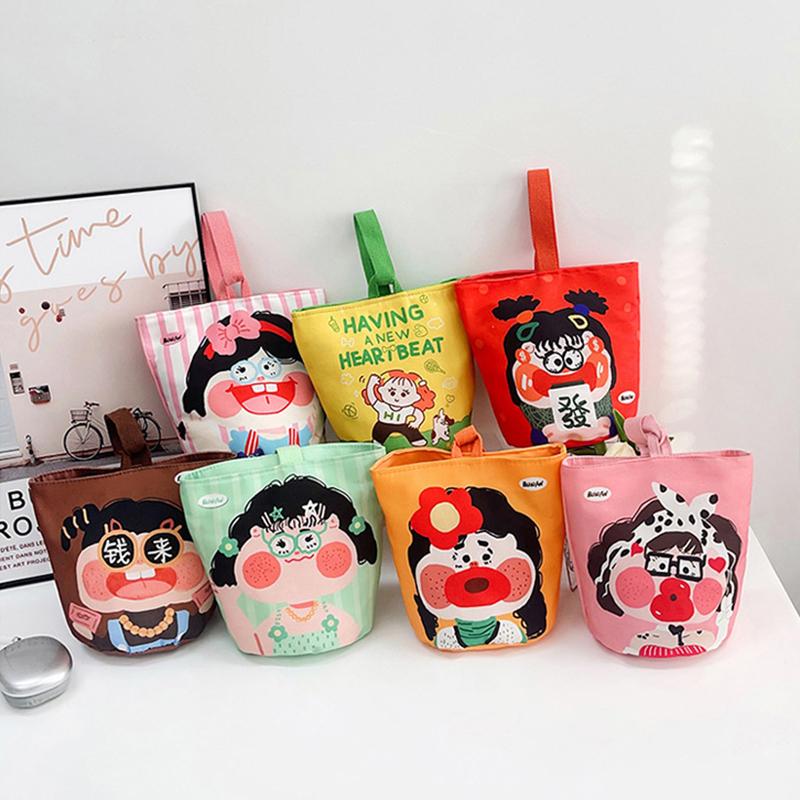 1Pc Kawaii Korean Mummy Bag Cartoon Girl Canvas Tote Bucket Handbag For Female Children Travel All-Match Lunch Bag