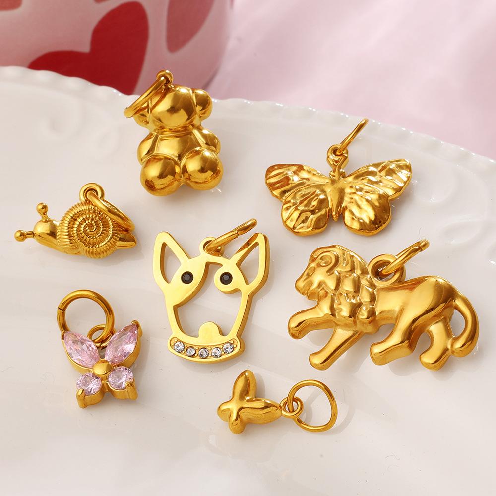 Exquisite Small Animal Series Pendant Stainless Steel Rhinestone Zircon Elephant Butterfly Diy Accessories