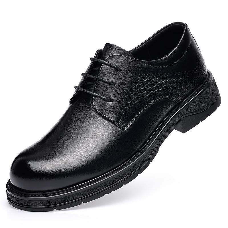 First Layer Cowhide New Men's Business Leather Shoes Genuine Leather Formal Casual Single Shoes Men's Big Toe Thick Soled Men's Shoes