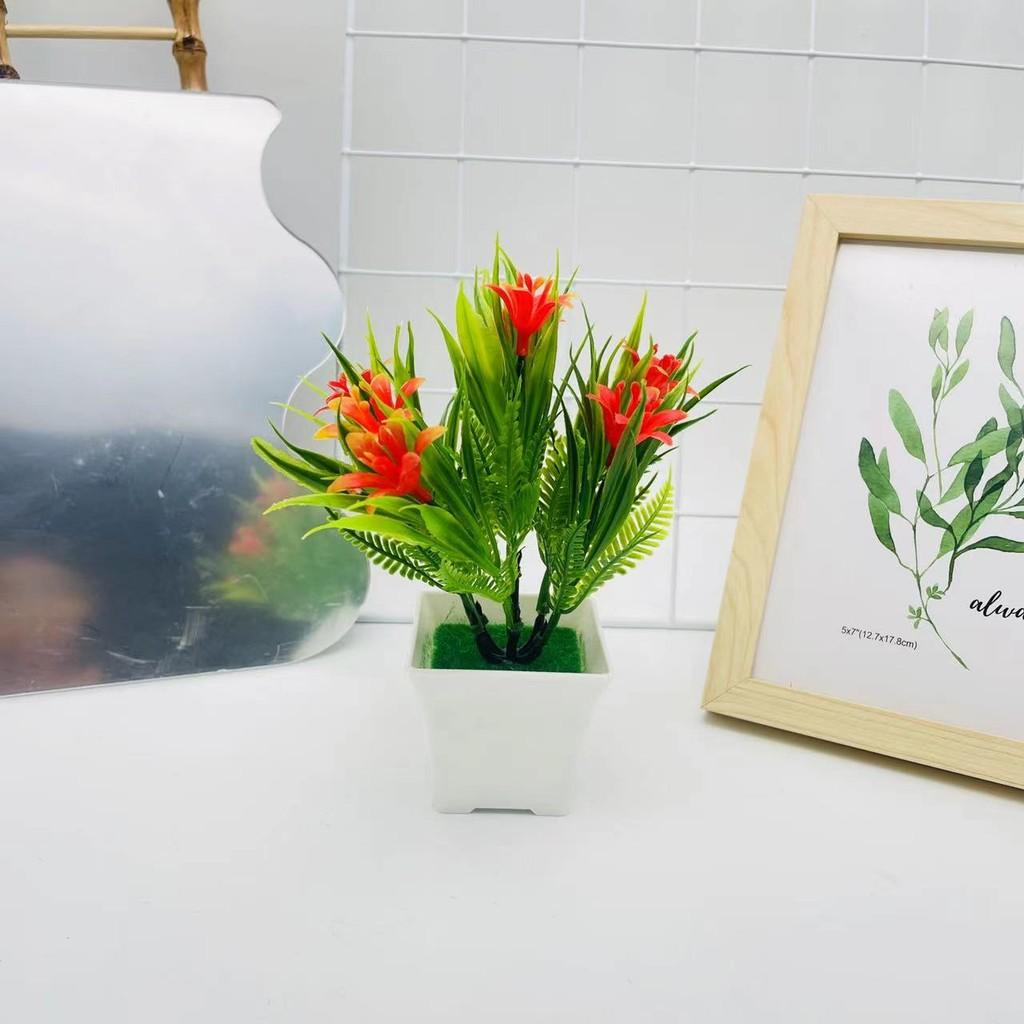 

Cymbidium Potted Artificial Plant For Photography And Home Projects Decoration Sunset Red