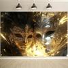 2D Venetian Mask Backdrop, Glitter Masquerade Ball Photography Background Decoration
