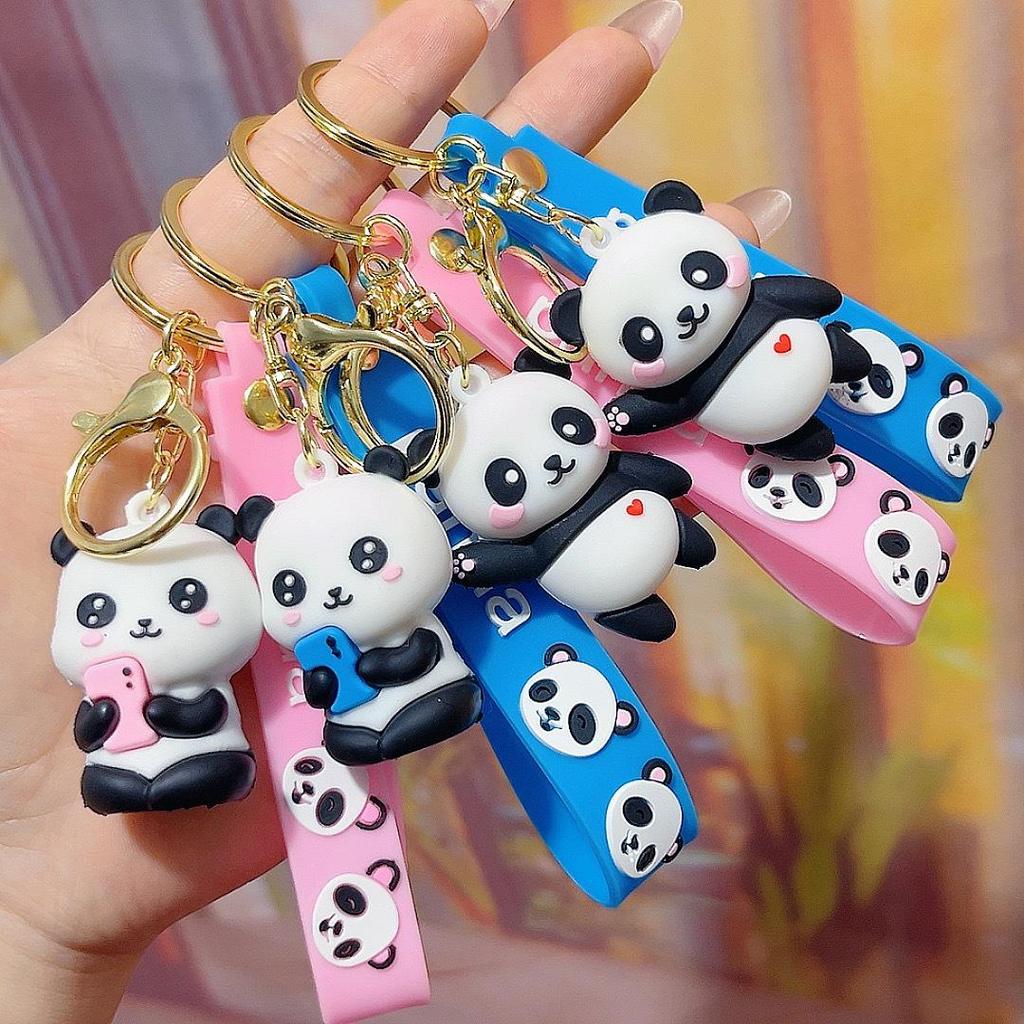 Nationaler Schatz Panda Bambus Schlüsselanhänger - Niedlicher Jungtier Anhänger für Taschen, Anhänger und Geschenke