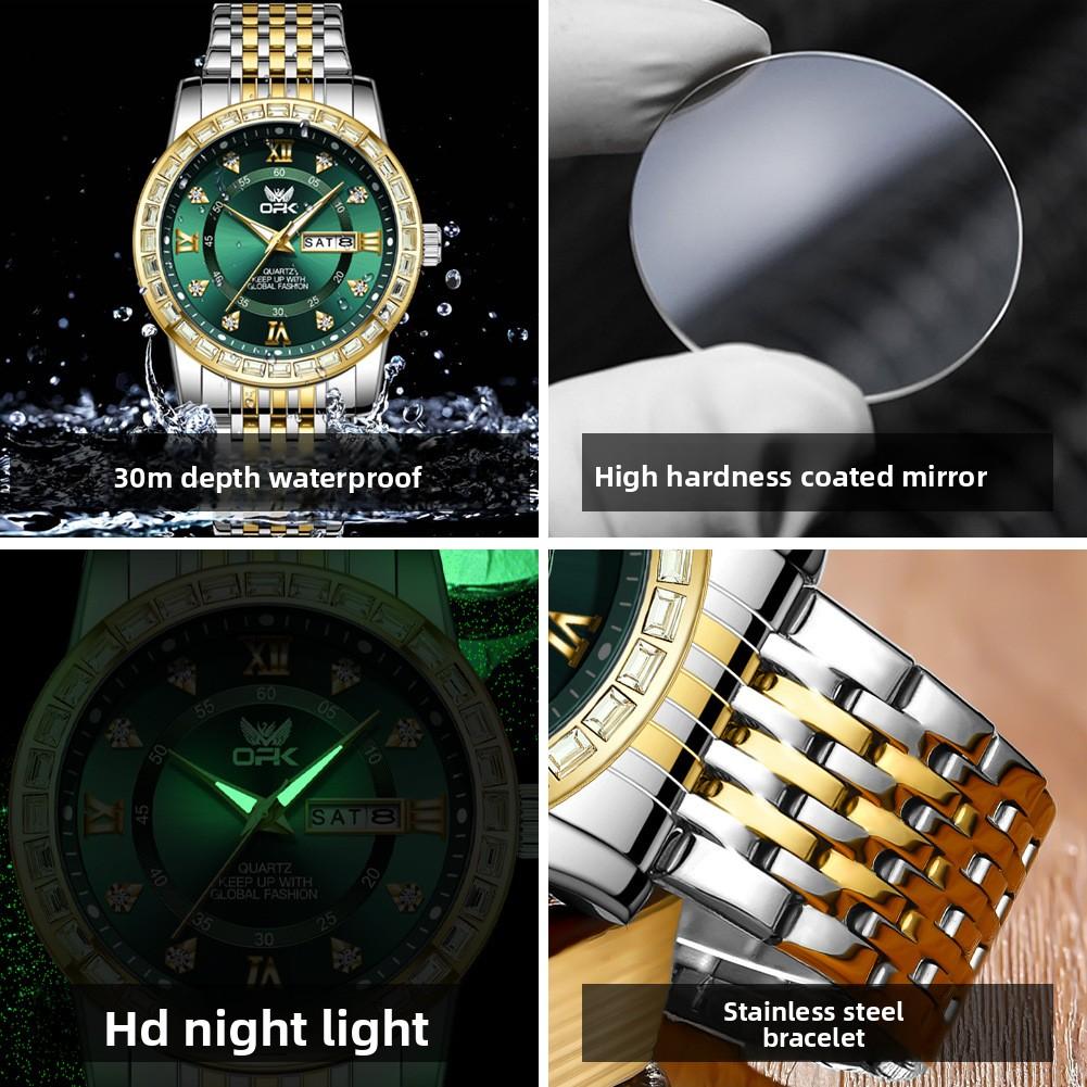OPK Watch Dual Calendar Men's Watch Trend Waterproof Quartz Watch