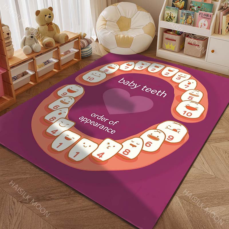 

1PC Kids Dental Cycle Cartoon Carpet Non-slip Floor Mat for Living Room Bedroom Sofa Home Decor Soft Area Rug 40x60cm (16x24in)
