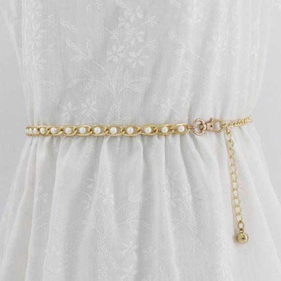 Pásek na šaty s barevnými perličkami pro ženy Dívky Bohémská móda Kovový háček Pásek s řetízkem Body Chain Party doplněk