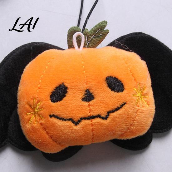 Durable Pet Play Toy Halloween Collar Charm Plush Ghost Pumpkin Pendant Soft Stuffed Small Costume Hanging Ornament for Cats Dogs Holiday