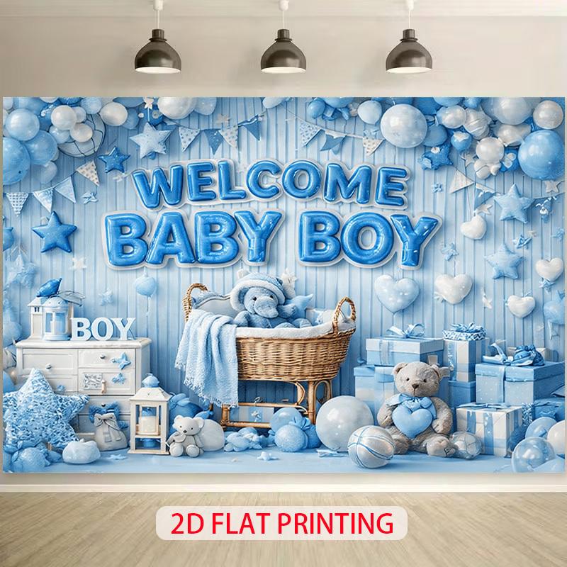 1 Piece of 2D Flat Banner, a Blue "Welcome Baby" Background Banner, for Baby Gift-giving Events and Newborn Photo Shoots