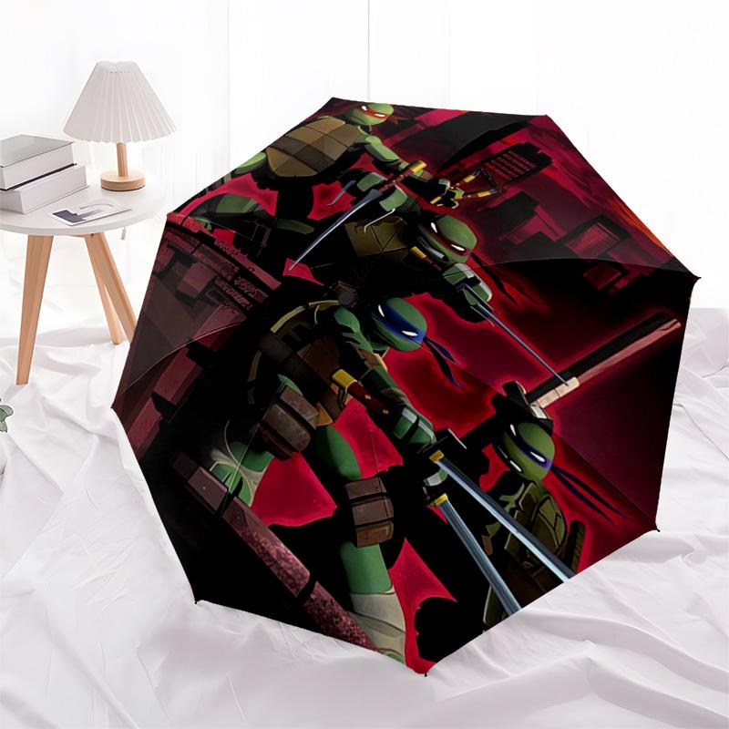 Teenage Mutant Ninja Turtles, Cityscape Themed Automatic Opening and Closing Umbrella, Compact Travel Umbrella, Lightweight and Portable, Su