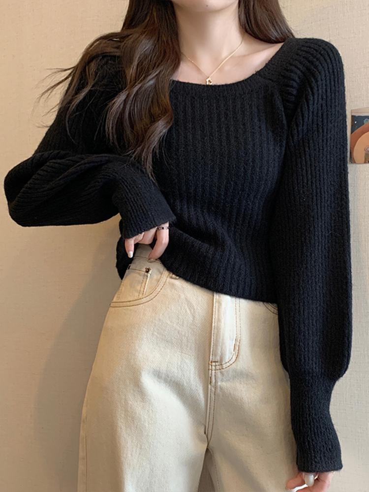 Autumn Winter Loose Women Sweaters Casual Soft Long Puff Sleeve Pullovers Jumpers Knitwear Basic Sweater For Women Tops 2026
