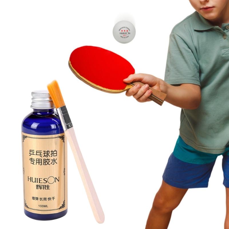 100ml Tischtennis-Kleber Professionelle Speed-Flüssigkeit Super Spezieller Pinsel Pingpong-Schläger Belag Schulbüro-Zubehör