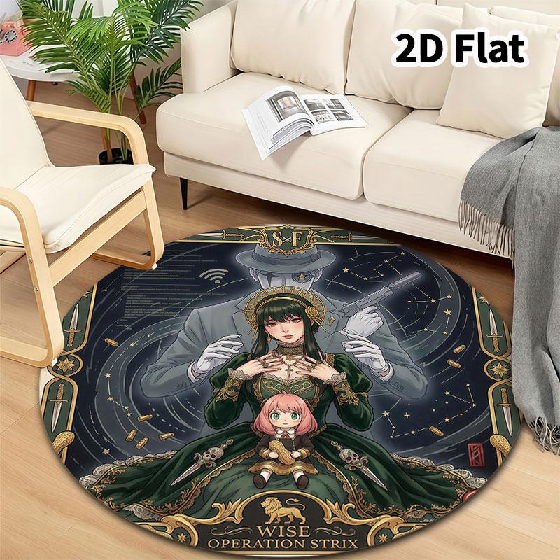 Spy Family Round Area Rug Carpet Rug For Living Room Bedroom Sofa Playroom Decor Nonslip Floor Mat