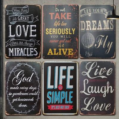 Inspiring Slogan Classic Sentence Metal Plate Tin Poster Optimistic Words Metal Plaque for Family Cafe Man Cave Vintage Decor