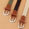 Knitted Thin Elastic Waistband Zinc Zinc Alloy Pin Buckle Stretch Waist Belts Multicolored Woven Belt  Unisex