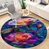 1PC Roses, Blooms Office Round Area Rug, Indoor Mat Suitable ForOffice, Under Office Chairs Bedroom Living Room Home Decor, Room Deco g031
