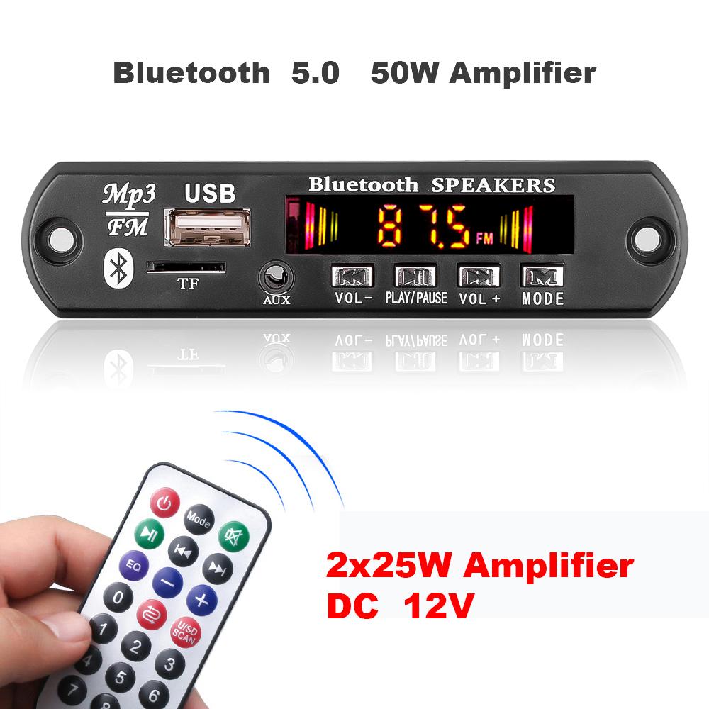 Bluetooth 5.0 12V 18V MP3 WMA Decoder Board Car Audio USB TF FM Radio Module Wireless MP3 Player with Remote Control Car kit