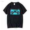 Mens 80s GHETTO BLASTER T Shirt Organic Retro Boombox Hip Hop Music Cassette Vintage Washed Stretched Graphic Homme