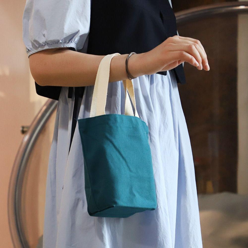 Bag Bucket Bags Korean Style Canvas Bags Women Handbags Coffee Milk Tea Bags Spring Day Picnic Bags