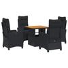 VidaXL Ensemble à Manger de Jardin avec Coussins 5pcs, Table de Terrasse, Meubles de Patio, Mobilier d'Extérieur, Noir 3277388