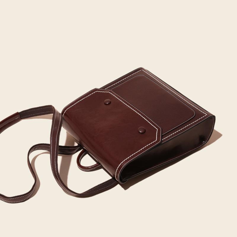 Echtes Leder Mode Gewachstes Rindsleder Rucksack Damentasche Retro Schultasche