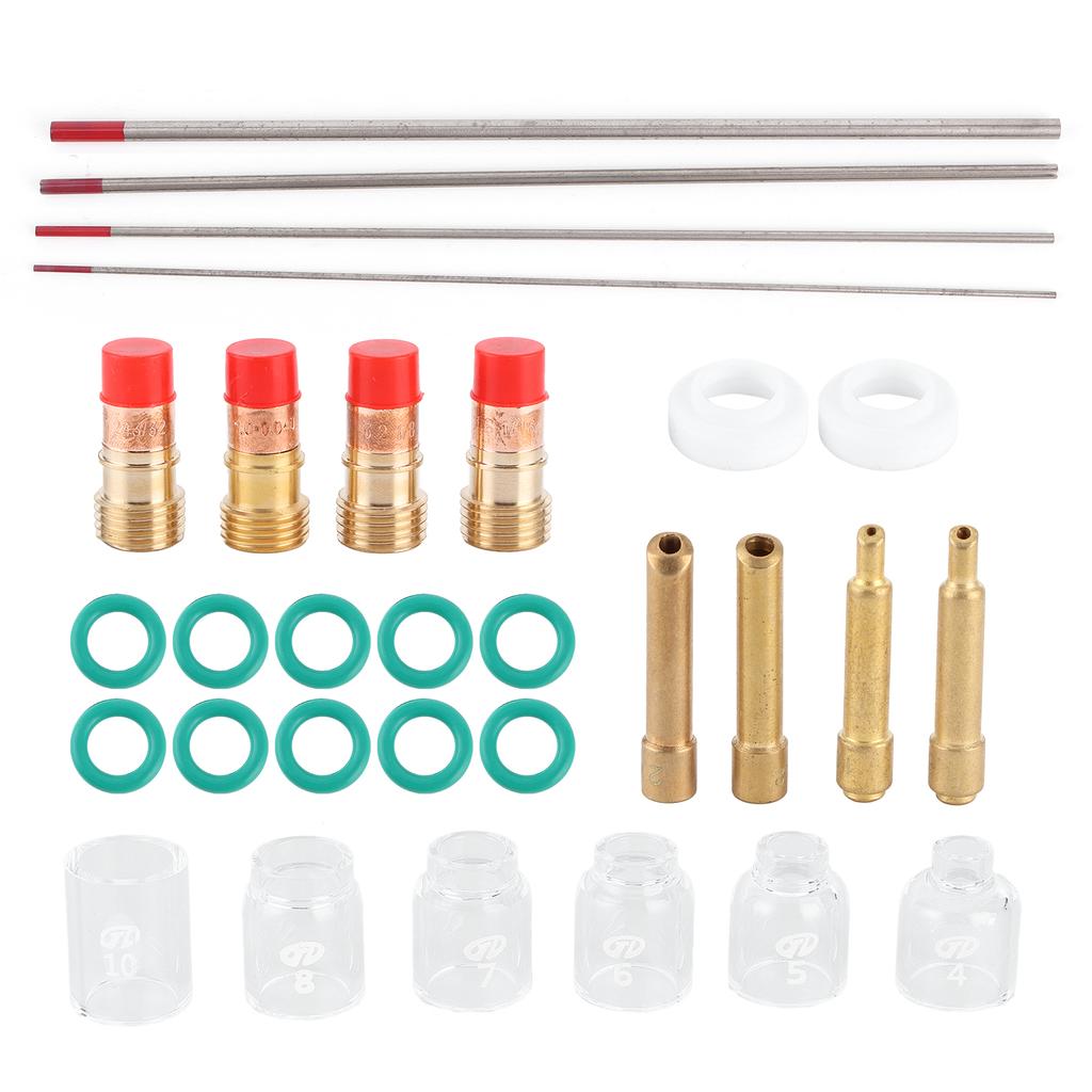 30-delat set TIG-svetsning Glasmunstycke Kit Värmebeständigt 4# 5# 6# 7# 8# 10# Tillbehör för WP‑171826-serien