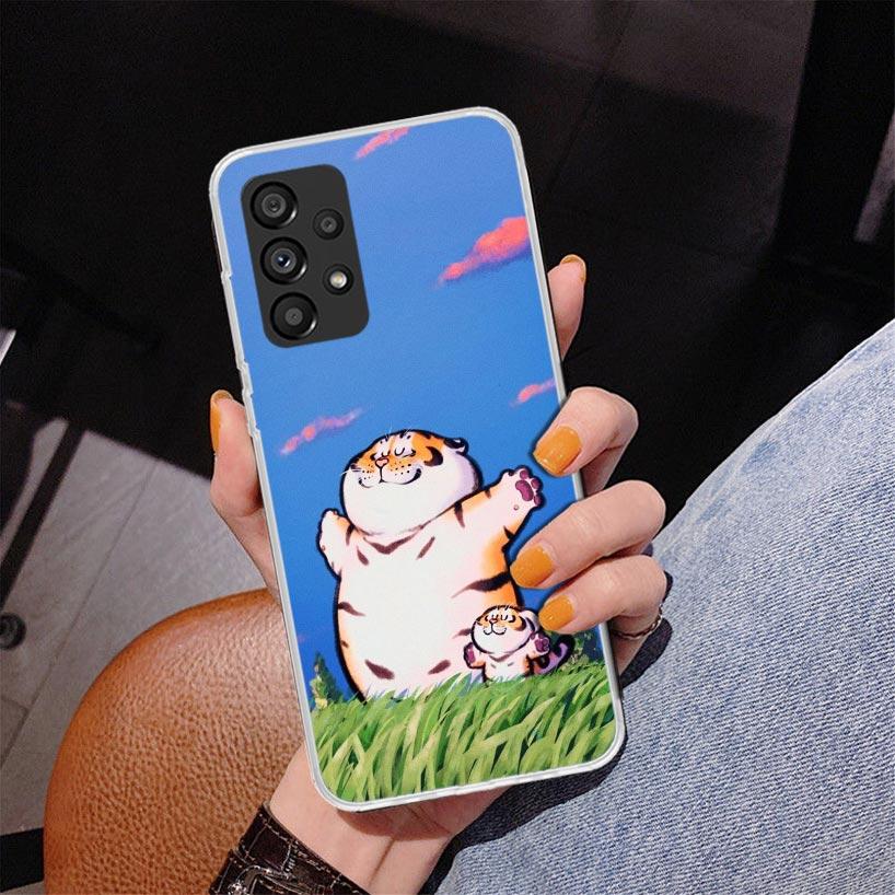 Cartoon Fat Tiger Phone Case For Samsung Galaxy A17 A16 A15 A14 A13 A57 A56 A55 A54 A53 A37 A36 A35 A34 A33 A26 A25 A24 A23 Gala