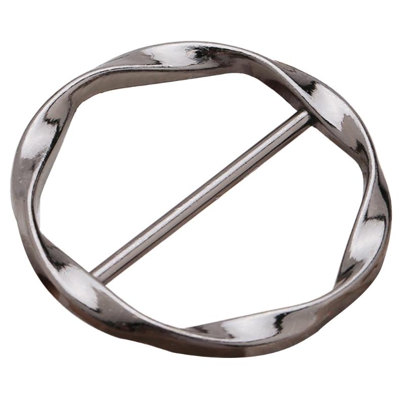 Silk Scarf Ring Clip T-Shirt Tie Wrap Holder Brooch Women Scarves Clasp Waist Buckle Fashion Metal Ring for Shirt Clothing Decor