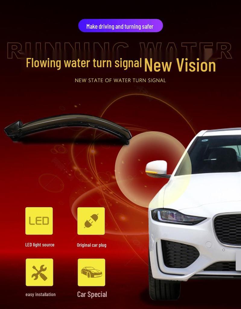 Jaguar F-TYPE Rearview Mirror Blue Sequential Turn Signal & Daytime Running Light Modification.