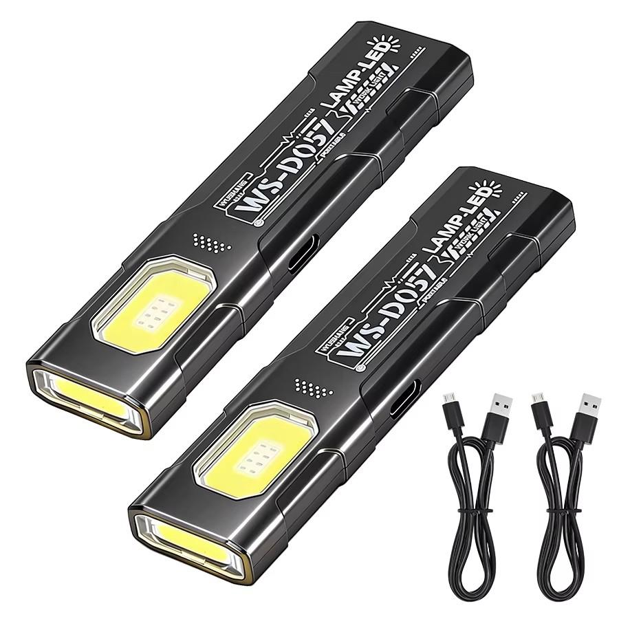 Portable COB LED Flashlight USB Rechargeable Work Light Magnetic Lanterna Hanging Lamp with Built-in Battery Camping Torch