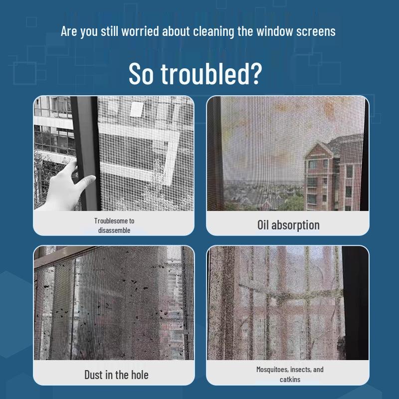 Window Screen Cleaner - Oil & Dust Remover, No Disassembly or Water Needed, for Invisible & Diamond Screen Meshes