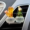 Mini Coche Adorno de Cactus Colgante de Planta Suculenta para Consola Central de Coche Cactus de Dibujos Animados Transparente en Maceta Accesorios de Decoración DIY