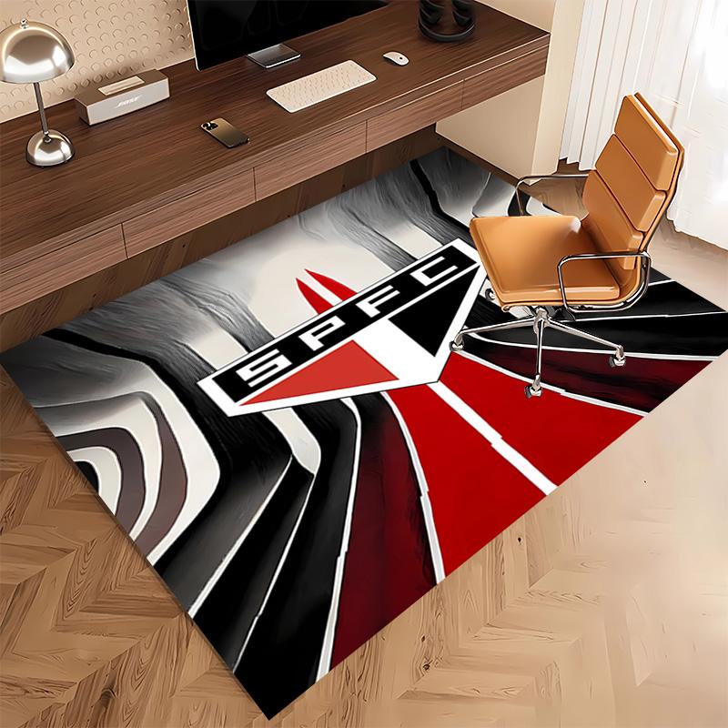 1pc São Paulo FC Logo Print Area Rug - Soft, Washable Non-Slip Indoor Mat, Living Room, Home Office Decorative Rug,Office Decorative