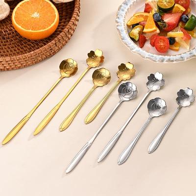 Stainless Steel Cherry Blossom Long-Handle Stirring Spoon