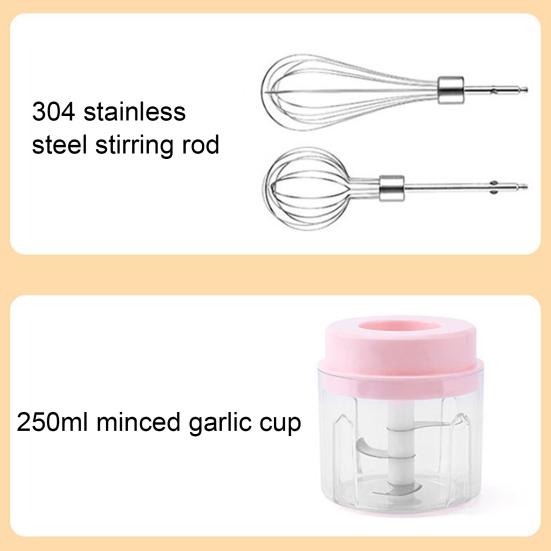 Elektrischer Handmixer mit USB-C-Aufladung 5-in-1 Kabelloser Schneebesen zum Eierschlagen & Fleischwolf Tragbarer Küchenrührer