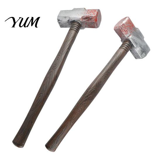 Realistischer Plastikhammer Fake Requisite, Leichter Vorschlaghammer für Halloween-Kostüm Detailliertes Zubehör, Gruselige Kunstblut-Waffe Cosplay, Gruselige Requisite Cosplay