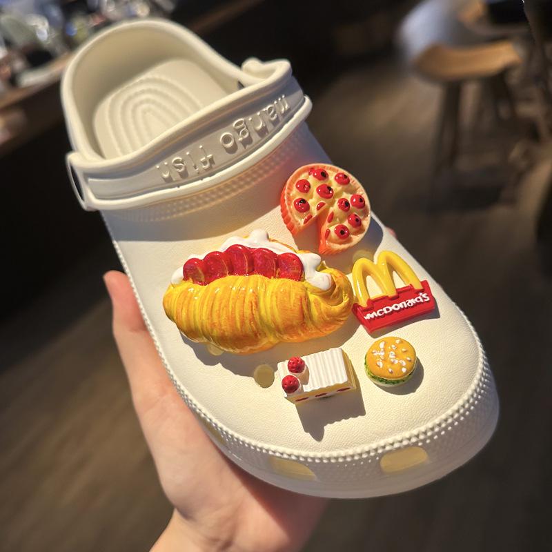 DIY Hamburger Pizza Schuhschnallen Dekorationen für Sandalen und Slipper