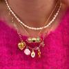 European-American Retro Bronze Necklace with Inlaid Zircon, Multi-pattern Pendants, Gold Electroplated Fish Tail Clavicle Chain