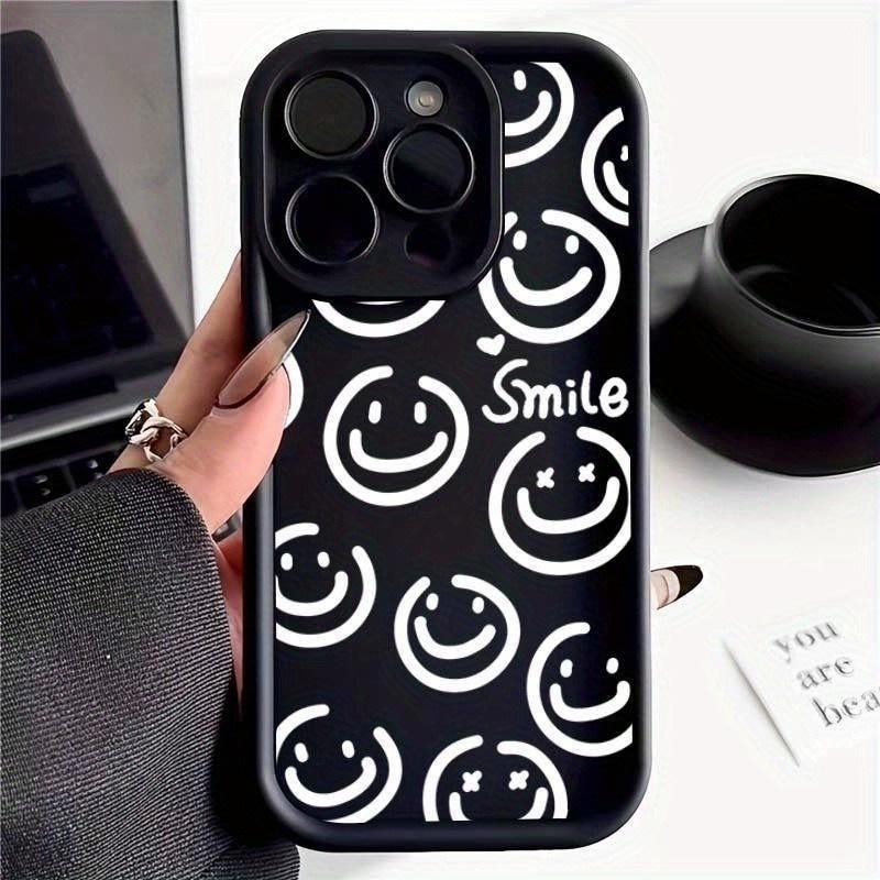 Cute smiley face applies to iPhone15promax mobile phone case Apple 14 matte 13 anti-drop 12 silicone soft case 11