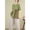Summer New Artistic T-shirt Plus Size Women's Cotton and Linen Short-sleeved Shirt Middle-aged Loose Top