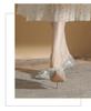 Champagne Gold Crystal Bow High Heels for Women - Elegant French Niche Bridal Shoes