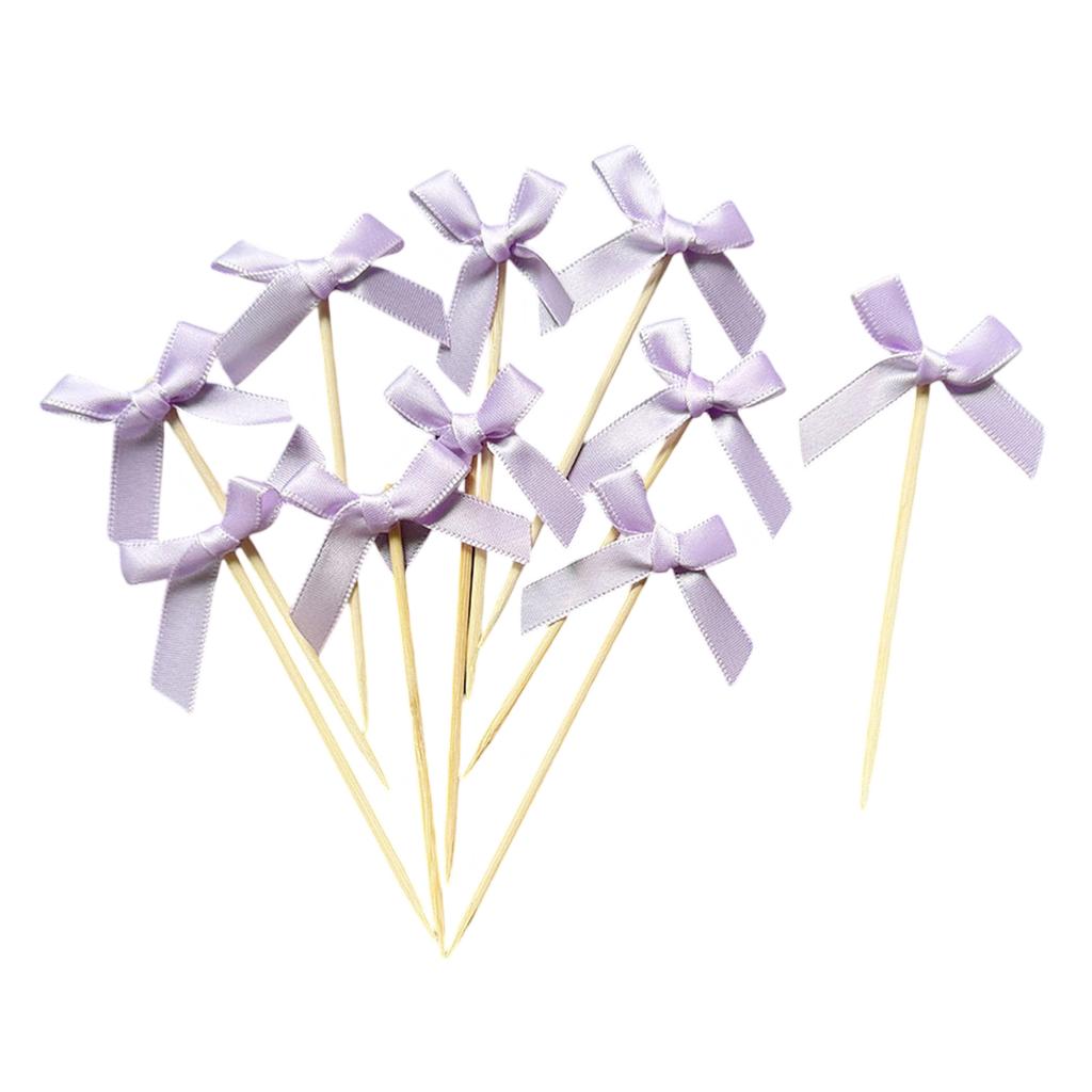 10pcs Creative Bowknot Cupcake Toppers For Birthday And Bridal Shower Romance Themed Party Cake Decorations