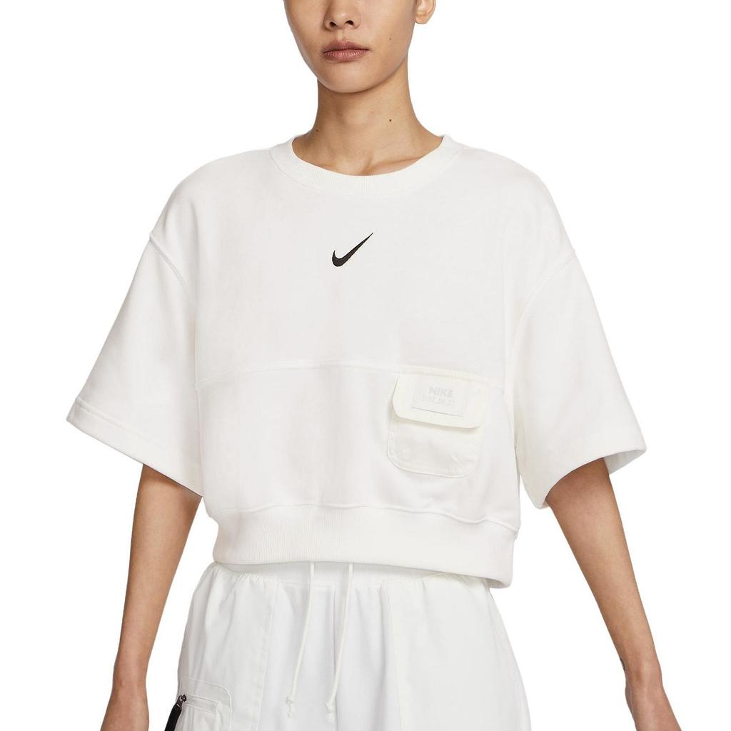 Nike Crop Tops Women's White Crew Neck Moderate DV8039-133