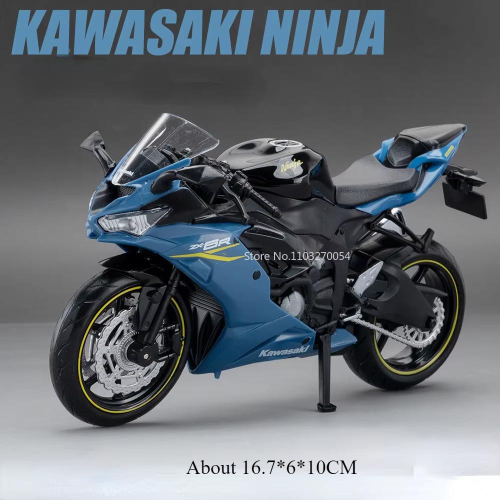 1:12 Kawasaki H2R Ninja ZX-6R Motorcycle Model Toy Car Metal Body Wheel Steering Shock Absorption Motorbike Vehicles Child Gifts
