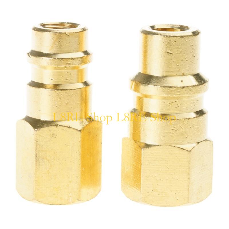 L8RE 2PCS Vehicle Air Conditioner Refrigeration Brass Adapter Set Conversion Kits Car Refrigerants System Safety Valves CN