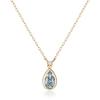 VA Vendome Aoyama Necklace In 10K Yellow Gold with and Drop Motif [Official] Diamonds, Aquamarine, (GJVN041640AQ)