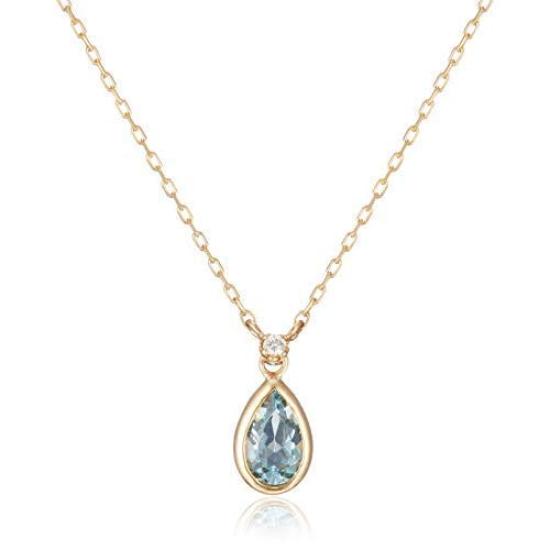 VA Vendome Aoyama Necklace In 10K Yellow Gold with and Drop Motif [Official] Diamonds, Aquamarine, (GJVN041640AQ)