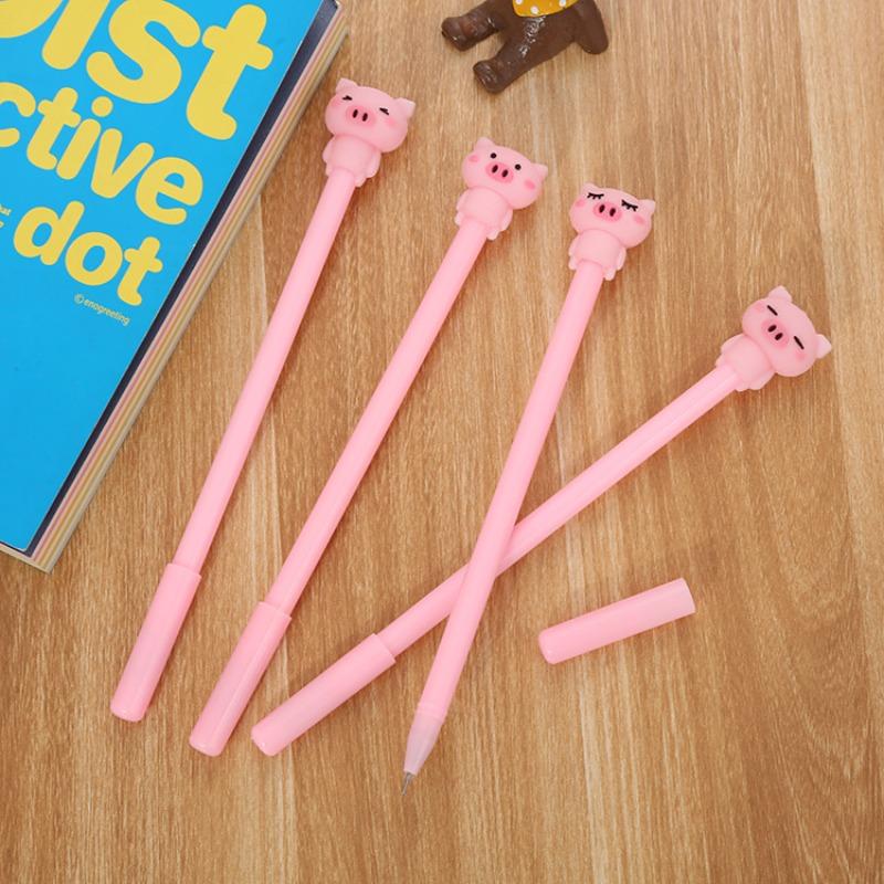 2Pcs Cute Piggy Creative Neutral Pen Cartoon Kawaii Pink Pig 0.5mm Pen Office Pink School Supplies Stationery