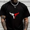 Bull Head Pattern Print Men's Casual Tshirts For Summer Short Sleeve Comfortable Tops