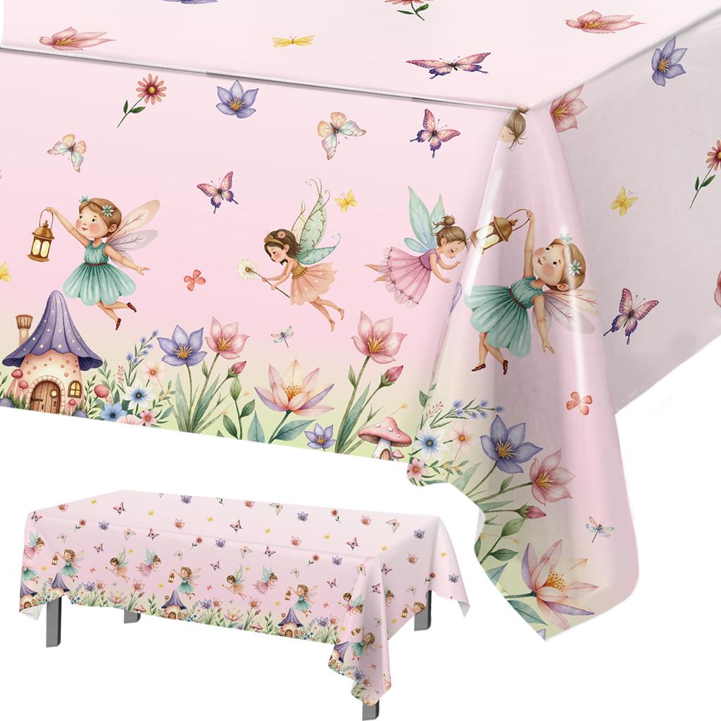 Spring Flowers Fairy Disposable Plastic Tablecloth Happy Birthday Party Decor kids Wedding Birthday Party Supplies Baby Shower