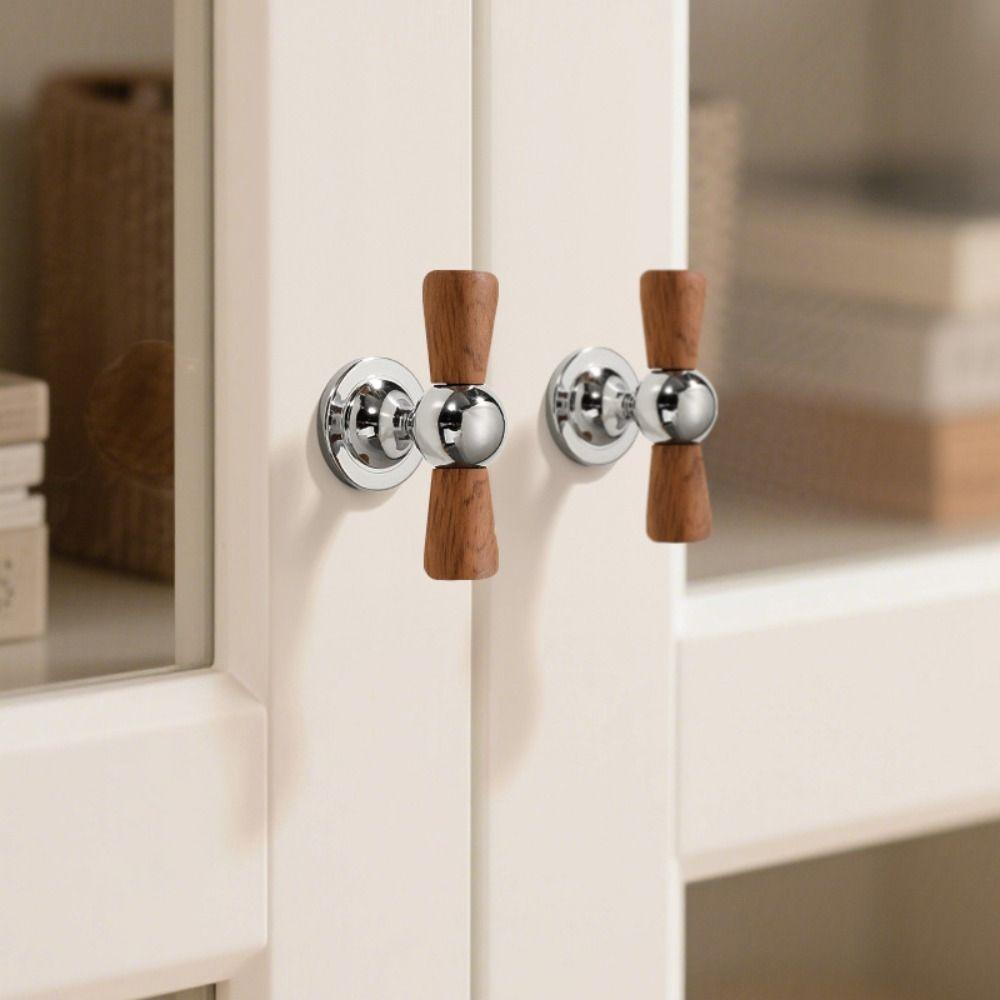 Walnut Drawer Pulls Brass Round Knobs Decorative Cupboard Handles Furniture Hardware